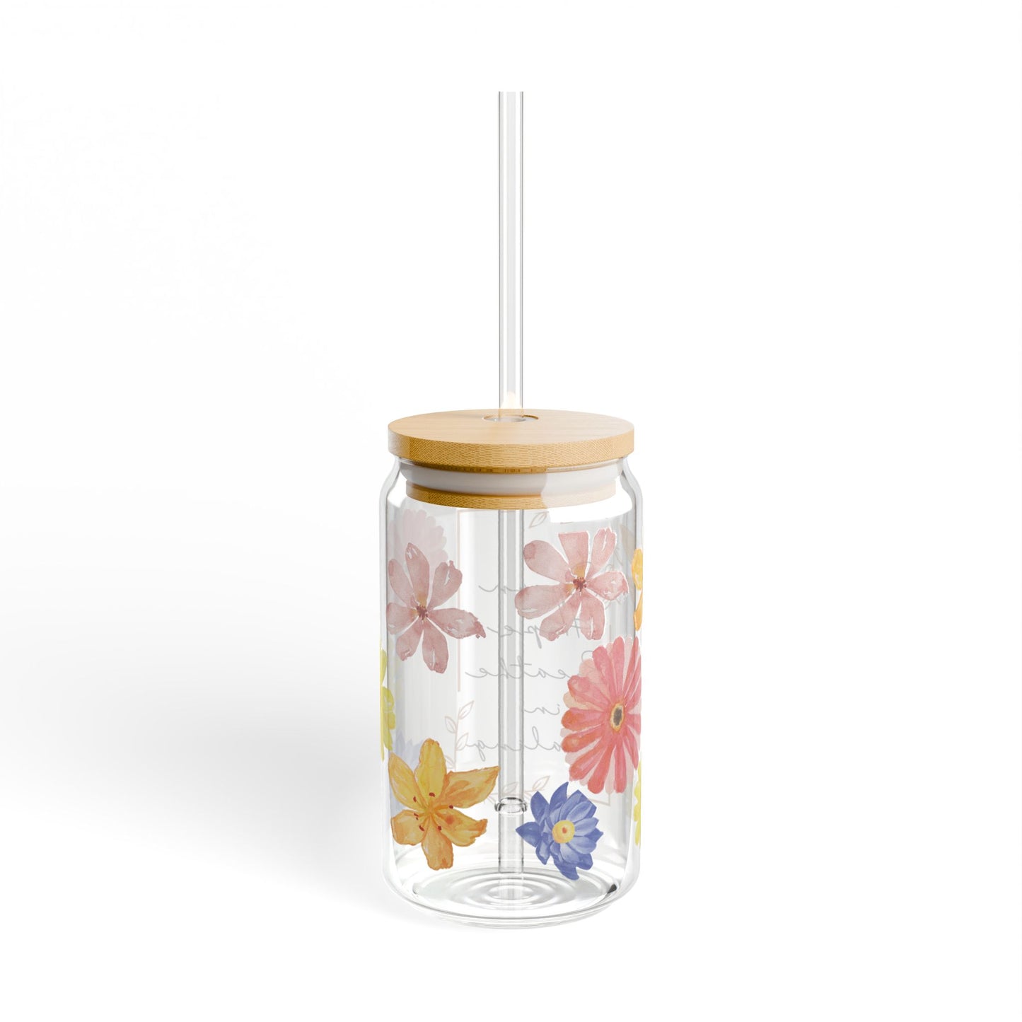 Sip on Hope, Breathe in Healing – 16oz Glass Sipper with Bamboo Lid & Straw