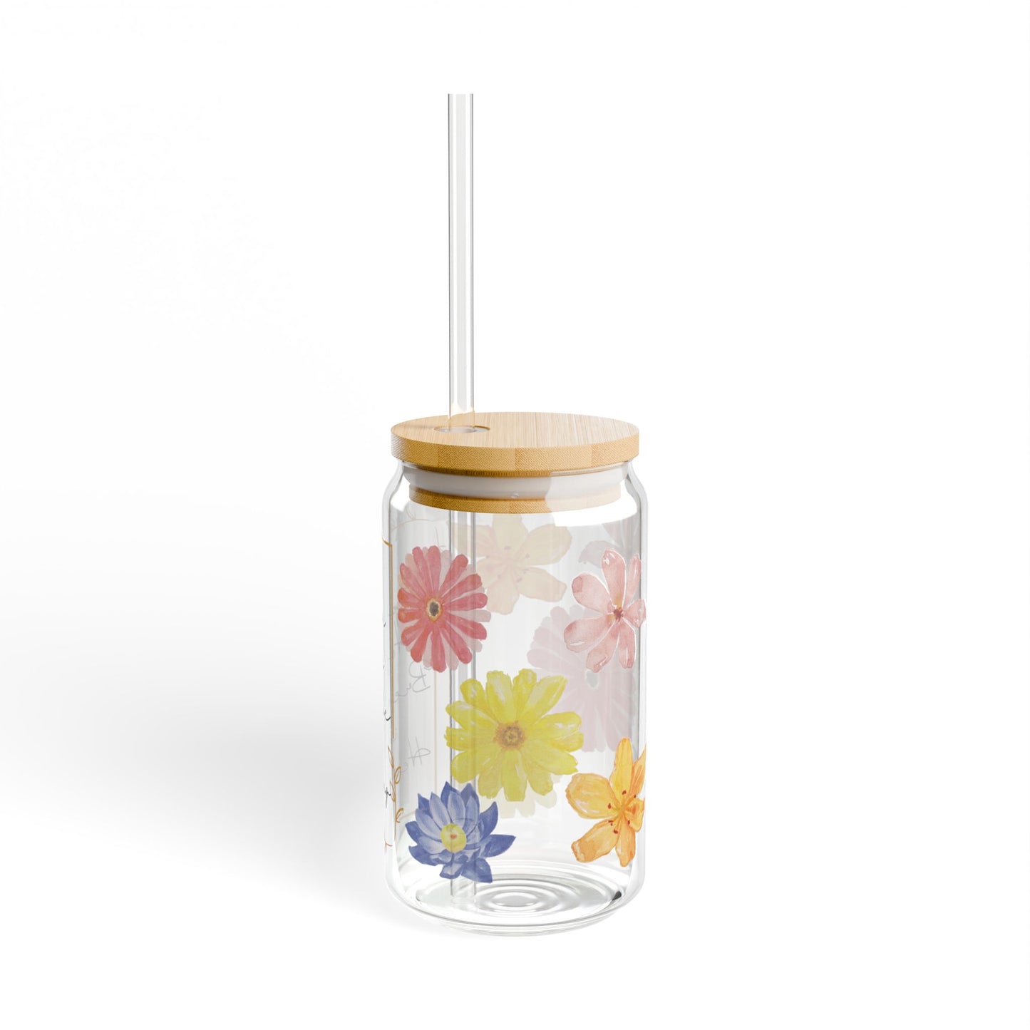 Sip on Hope, Breathe in Healing – 16oz Glass Sipper with Bamboo Lid & Straw