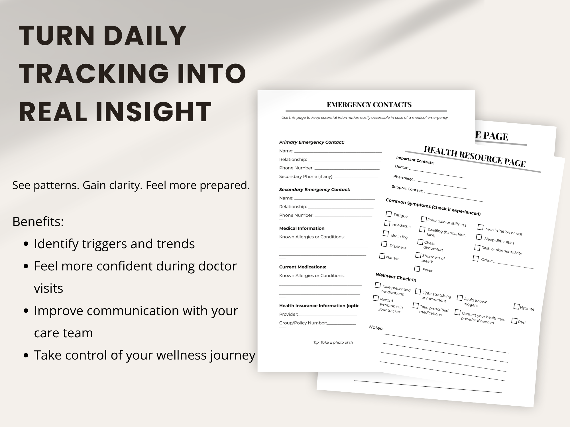 Daily Symptom Tracker | Chronic Illness Wellness &amp; Health Tracking Journal