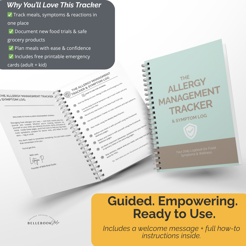 The Allergy Management Tracker & Symptom Log – Spiral-Bound Guided Journal for Food Allergies