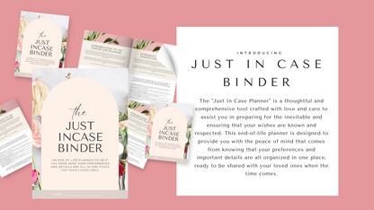 Just In Case Planner- Printable Instant Download