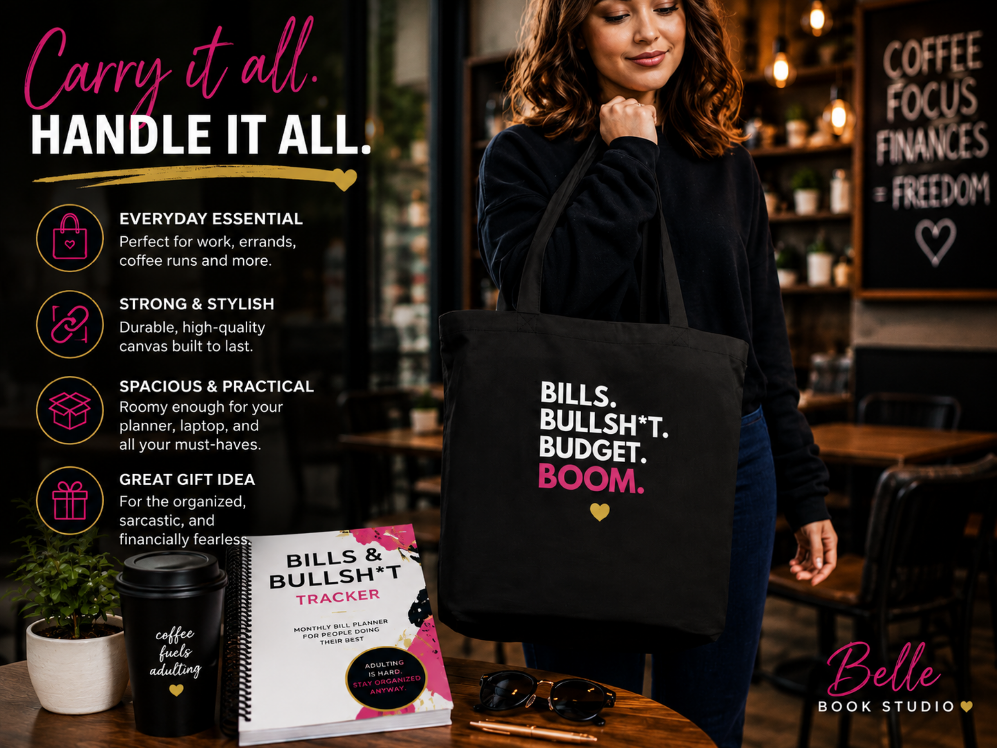 Bills. Bullsh*t. Budget. Boom. Organic Cotton Tote Bag
